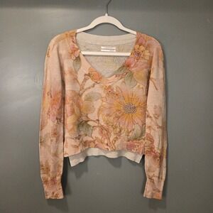 Anthropologie Women's The Dreamer Floral Print Lightweight Sweater Linen, Size S